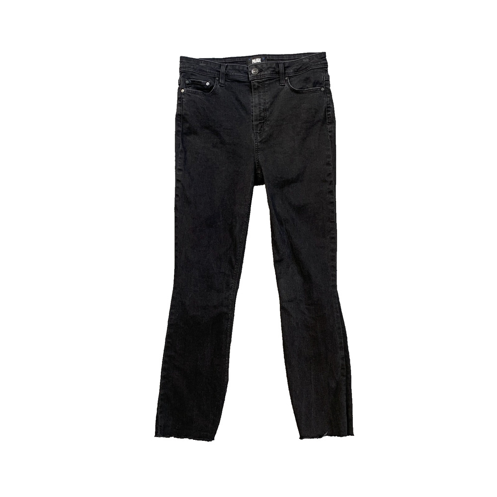 Paige Jeans Womens 30 Faded Black Claudine Ankle Raw Hem High Rise Skinny Ankle